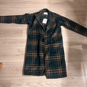 OAK + FORT checkered wool coat